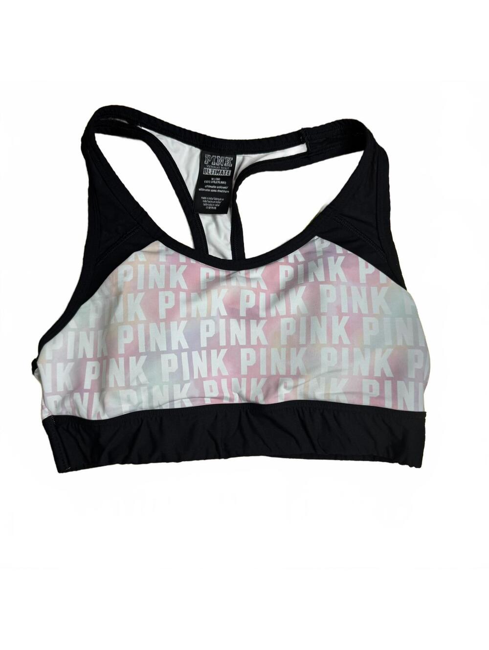 EUC PINK by Victoria's Secret Pastel Watercolor Ultimate Sports Bra Size M